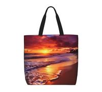 PPTHSNVB Tote Bag for Women Reusable Shopping Grocery Bags Beautiful Beach Sunset Shoulder Bags Handbag Weekender Bag