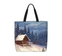 PPTHSNVB Tote Bag for Women Reusable Shopping Grocery Bags Cabin in the woods Shoulder Bags Handbag Weekender Bag