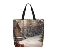 PPTHSNVB Tote Bag for Women Reusable Shopping Grocery Bags Christmas Wood Shoulder Bags Handbag Weekender Bag