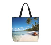 PPTHSNVB Tote Bag for Women Reusable Shopping Grocery Bags Coconut Palm Beach Shoulder Bags Handbag Weekender Bag