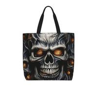 PPTHSNVB Tote Bag for Women Reusable Shopping Grocery Bags Cool Evil Skull Shoulder Bags Handbag Weekender Bag