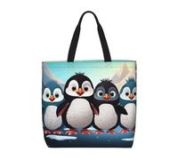 PPTHSNVB Tote Bag for Women Reusable Shopping Grocery Bags Five cute penguins Shoulder Bags Handbag Weekender Bag