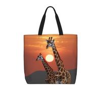 PPTHSNVB Tote Bag for Women Reusable Shopping Grocery Bags Giraffe at sunset Shoulder Bags Handbag Weekender Bag