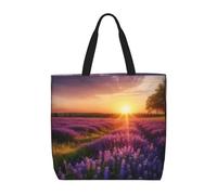 PPTHSNVB Tote Bag for Women Reusable Shopping Grocery Bags Lavender Meadow at Sunset Spring Shoulder Bags Handbag Weekender Bag
