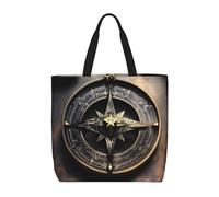 PPTHSNVB Tote Bag for Women Reusable Shopping Grocery Bags Magical Design Norse Runes Compass Shoulder Bags Handbag Weekender Bag