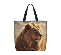 PPTHSNVB Tote Bag for Women Reusable Shopping Grocery Bags Prairie lion Shoulder Bags Handbag Weekender Bag