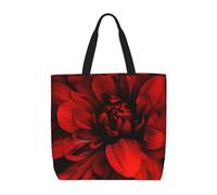PPTHSNVB Tote Bag for Women Reusable Shopping Grocery Bags Red Flower on Black Shoulder Bags Handbag Weekender Bag