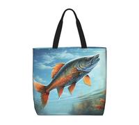 PPTHSNVB Tote Bag for Women Reusable Shopping Grocery Bags Safflower Flying Fish Shoulder Bags Handbag Weekender Bag
