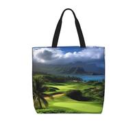 PPTHSNVB Tote Bag for Women Reusable Shopping Grocery Bags Scenic Hawaii Golf Tropical Shoulder Bags Handbag Weekender Bag