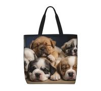 PPTHSNVB Tote Bag for Women Reusable Shopping Grocery Bags Sleepy Dogs Shoulder Bags Handbag Weekender Bag