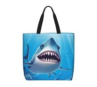 PPTHSNVB Tote Bag for Women Reusable Shopping Grocery Bags Smiling Shark Shoulder Bags Handbag Weekender Bag