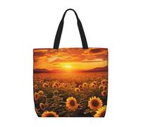 PPTHSNVB Tote Bag for Women Reusable Shopping Grocery Bags Sunflower Field Sunset Sea of Flowers Shoulder Bags Handbag Weekender Bag