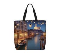 PPTHSNVB Tote Bag for Women Reusable Shopping Grocery Bags Venice at Night Shoulder Bags Handbag Weekender Bag