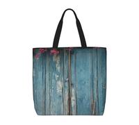 PPTHSNVB Tote Bag for Women Reusable Shopping Grocery Bags Vintage Blue Wood Shoulder Bags Handbag Weekender Bag