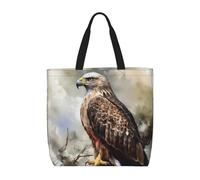 PPTHSNVB Tote Bag for Women Reusable Shopping Grocery Bags Watercolor of Hawk Sitting in The Tree Shoulder Bags Handbag Weekender Bag