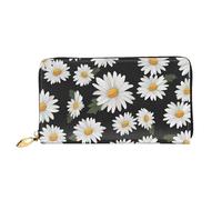 PPTHSNVB Tropical Sunrise on The Beach Women's Wallet Large Capacity Credit Card Holder Zip Phone Clutch Ladies Travel Purse, White Daisy, One Size, Classic