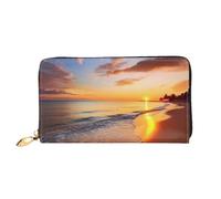 PPTHSNVB Tropical Sunrise on The Beach Women's Wallet Large Capacity Credit Card Holder Zip Phone Clutch Ladies Travel Purse, Tropical Sunrise On The Beach, One Size, Classic
