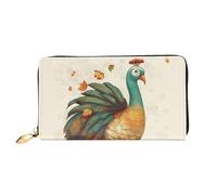 PPTHSNVB Tropical Sunrise on The Beach Women's Wallet Large Capacity Credit Card Holder Zip Phone Clutch Ladies Travel Purse, Thanksgiving Turkey, One Size, Classic
