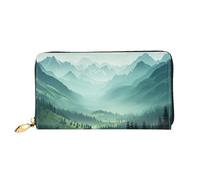 PPTHSNVB Tropical Sunrise on The Beach Women's Wallet Large Capacity Credit Card Holder Zip Phone Clutch Ladies Travel Purse, Green Mountain Landscape, One Size, Classic