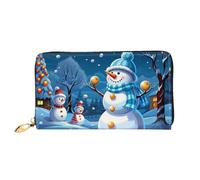PPTHSNVB Tropical Sunrise on The Beach Women's Wallet Large Capacity Credit Card Holder Zip Phone Clutch Ladies Travel Purse, Winter Snowman, One Size, Classic