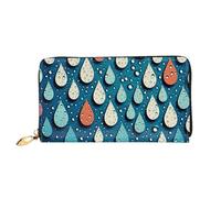PPTHSNVB Tropical Sunrise on The Beach Women's Wallet Large Capacity Credit Card Holder Zip Phone Clutch Ladies Travel Purse, Water Drops Dots, One Size, Classic