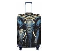 PPTHSNVB Two elephants Luggage Covers for Suitcase Elastic Suitcase Cover Protector Dustproof Anti-Scratch Thicken Travel Luggage Cover Washable Baggage Covers Fit 18-32 Inch Luggage, Black, M