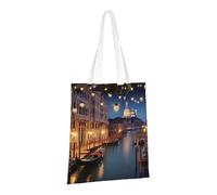 PPTHSNVB Venice at Night Canvas Tote Bag for Women Reusable Shopping Grocery Bags with Handles Cloth bags