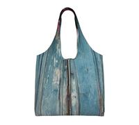 PPTHSNVB Vintage Blue Wood Canvas Tote Bag for Women Reusable Shopping Grocery Bags with Handles Cloth bags