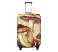 PPTHSNVB Vintage Edible Mushrooms Luggage Covers for Suitcase Elastic Suitcase Cover Protector Dustproof Anti-Scratch Thicken Travel Luggage Cover Washable Baggage Covers Fit 18-32 Inch Luggage, Black