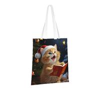 PPTHSNVB Watercolor of Hawk Sitting in The Tree Canvas Tote Bag for Women Reusable Shopping Grocery Bags with Handles Cloth bags, Cute Cat Sing Christmas Carols, One Size