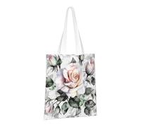 PPTHSNVB White Watercolor Floral Rose Canvas Tote Bag for Women Reusable Shopping Grocery Bags with Handles Cloth bags
