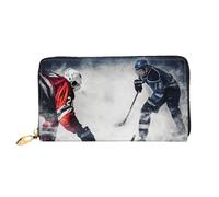 PPTHSNVB Wild bobcat Women's Wallet Large Capacity Credit Card Holder Zip Phone Clutch Ladies Travel Purse, Ice Hockey Art, One Size, Classic