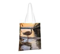 PPTHSNVB Wild Goose by the Bridge Canvas Tote Bag for Women Reusable Shopping Grocery Bags with Handles Cloth bags