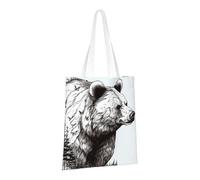 PPTHSNVB Wildlife Hand Drawn Bear Animal Canvas Tote Bag for Women Reusable Shopping Grocery Bags with Handles Cloth bags