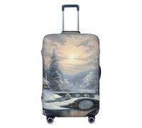 PPTHSNVB Winter Snow Scene Luggage Covers for Suitcase Elastic Suitcase Cover Protector Dustproof Anti-Scratch Thicken Travel Luggage Cover Washable Baggage Covers Fit 18-32 Inch Luggage, Black, L