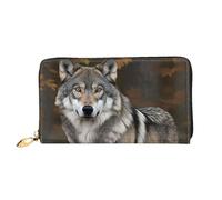 PPTHSNVB Winter Snow Scene Women's Wallet Large Capacity Credit Card Holder Zip Phone Clutch Ladies Travel Purse, Wild Wild Gray Wolf, One Size, Classic