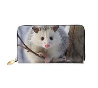 PPTHSNVB Winter Snow Scene Women's Wallet Large Capacity Credit Card Holder Zip Phone Clutch Ladies Travel Purse, Opossum In Snow, One Size, Classic
