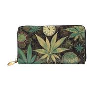 PPTHSNVB Winter Snow Scene Women's Wallet Large Capacity Credit Card Holder Zip Phone Clutch Ladies Travel Purse, A Puff In Time Weed, One Size, Classic