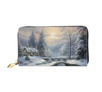 PPTHSNVB Winter Snow Scene Women's Wallet Large Capacity Credit Card Holder Zip Phone Clutch Ladies Travel Purse, Winter Snow Scene, One Size, Classic