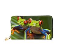 PPTHSNVB World War Aircraft Airplane Women's Wallet Large Capacity Credit Card Holder Zip Phone Clutch Ladies Travel Purse, Red Eyed Tree Frog, One Size, Classic