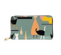 PPTHSNVB World War Aircraft Airplane Women's Wallet Large Capacity Credit Card Holder Zip Phone Clutch Ladies Travel Purse, Mid-Century Modern Art Cats, One Size, Classic