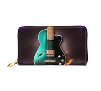 PPTHSNVB World War Aircraft Airplane Women's Wallet Large Capacity Credit Card Holder Zip Phone Clutch Ladies Travel Purse, Music Green Guitar, One Size, Classic