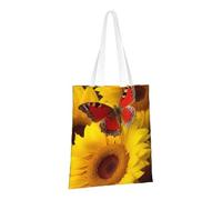 PPTHSNVB Yellow Sunflowers with Red Butterfly Canvas Tote Bag for Women Reusable Shopping Grocery Bags with Handles Cloth bags