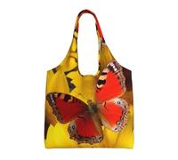 PPTHSNVB Yellow Sunflowers with Red Butterfly Canvas Tote Bag for Women Reusable Shopping Grocery Bags with Handles Cloth bags