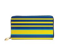 PPTHSNVB Yellow Sunflowers with Red Butterfly Women's Wallet Large Capacity Credit Card Holder Zip Phone Clutch Ladies Travel Purse, Yellow And Blue Stripes, One Size, Classic