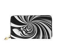 PPTHSNVB Yellow Sunflowers with Red Butterfly Women's Wallet Large Capacity Credit Card Holder Zip Phone Clutch Ladies Travel Purse, White Black Swirl Design, One Size, Classic