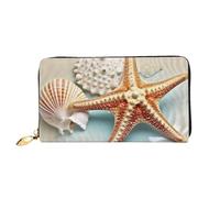 PPTHSNVB Yellow Sunflowers with Red Butterfly Women's Wallet Large Capacity Credit Card Holder Zip Phone Clutch Ladies Travel Purse, Sea Shell Starfish, One Size, Classic