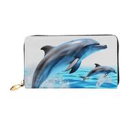 PPTHSNVB Yellow Sunflowers with Red Butterfly Women's Wallet Large Capacity Credit Card Holder Zip Phone Clutch Ladies Travel Purse, Unique 3D Animal Dolphin, One Size, Classic