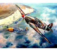 PPTRTYQ DIY Oil Painting by Number Kit for Adults and Kids - Linen Canvas Fighter Plane at Sea - 40X50Cm Hand-Painted Gift Set for Home Decoration