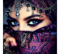 PPTRTYQ DIY Paint by Numbers for Adults Beginner, Islamic woman with mysterious eyes 16 x 20 inch oil Painting with Brushes and Acrylic Pigment Toy hand-painted gift Wall Art Decor